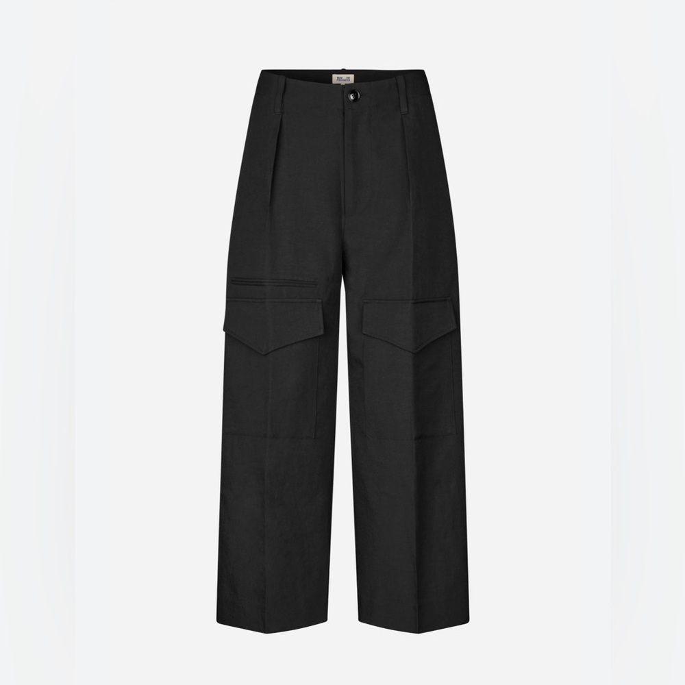 Neria black Cargo Pants High Waisted Twill Loose Straight Leg Utility